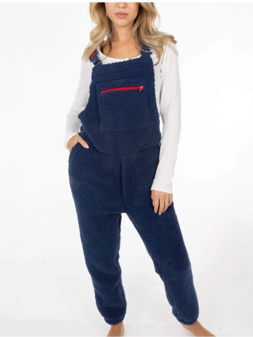 Shinesty navy Sherpa Pajamaralls